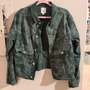 LuLaRoe Dark Green Palm Leaf Jacket